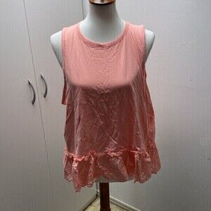 J Crew Factory Eyelet hem tank top Pink